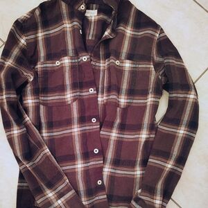 X-Small Aeropostale Brown and Tan Plaid Button-Down Shirt